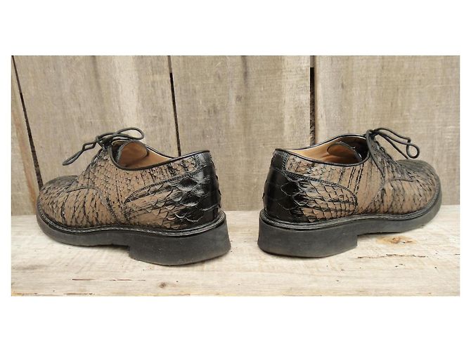 Derbies Sartore en python noir et beige - vue 3