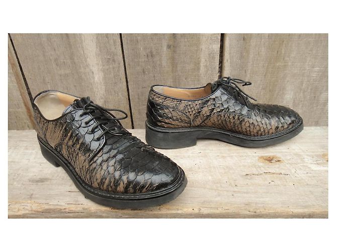 Derbies Sartore en python noir et beige - vue 7