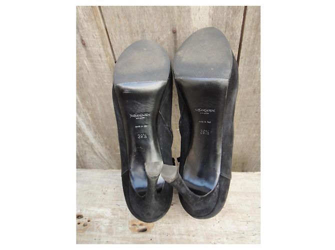 Stivaletti Yves Saint Laurent Palais Booties in camoscio nero - vista 6
