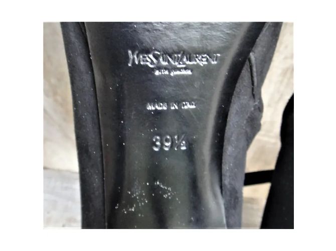 Stivaletti Yves Saint Laurent Palais Booties in camoscio nero - vista 7