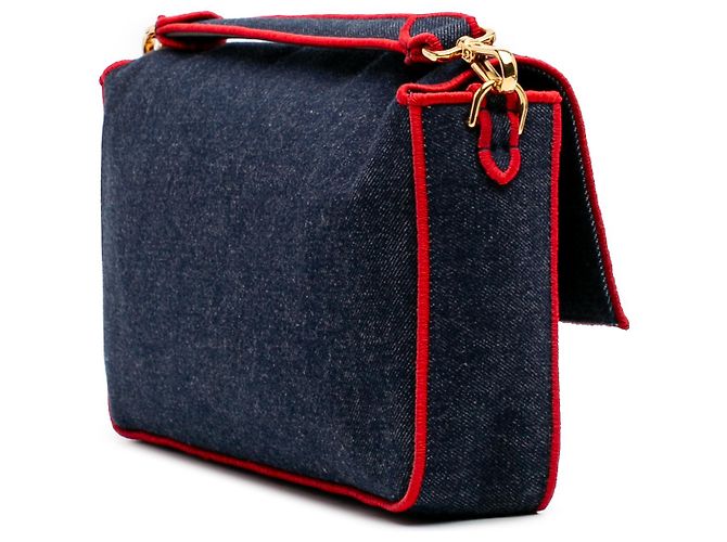 Fendi Blu Grande Borsa Baguette in Denim - vista 2