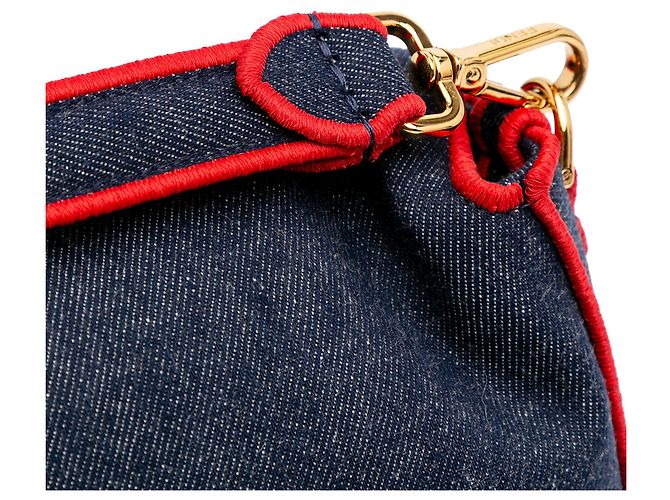 Fendi Blu Grande Borsa Baguette in Denim - vista 8