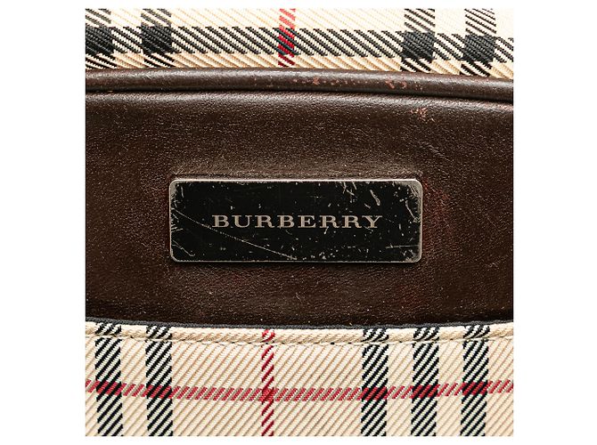 Borsa a tracolla Burberry Beige House Check Canvas - vista 5