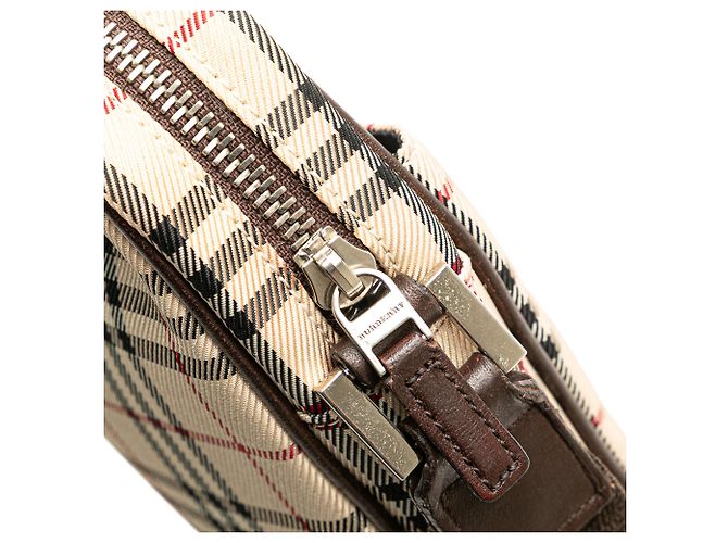 Borsa a tracolla Burberry Beige House Check Canvas - vista 6