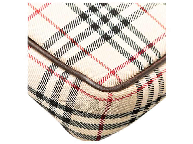 Borsa a tracolla Burberry Beige House Check Canvas - vista 7