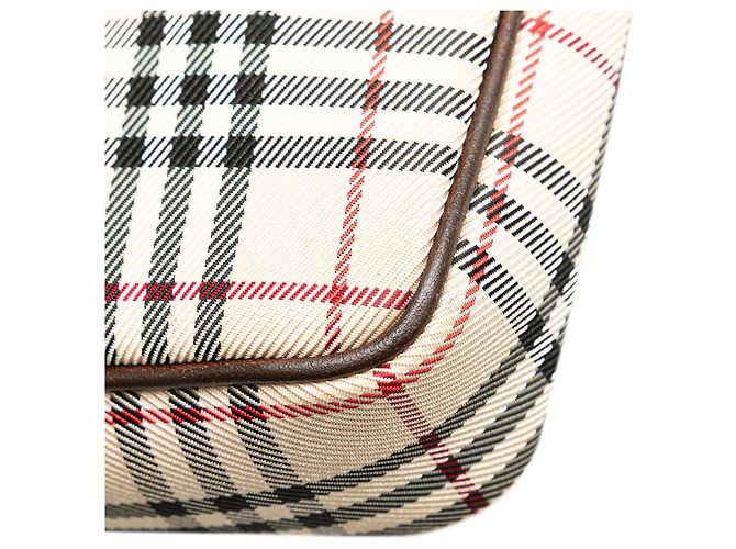 Borsa a tracolla Burberry Beige House Check Canvas - vista 8