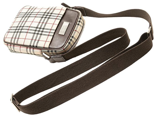 Borsa a tracolla Burberry Beige House Check Canvas - vista 9