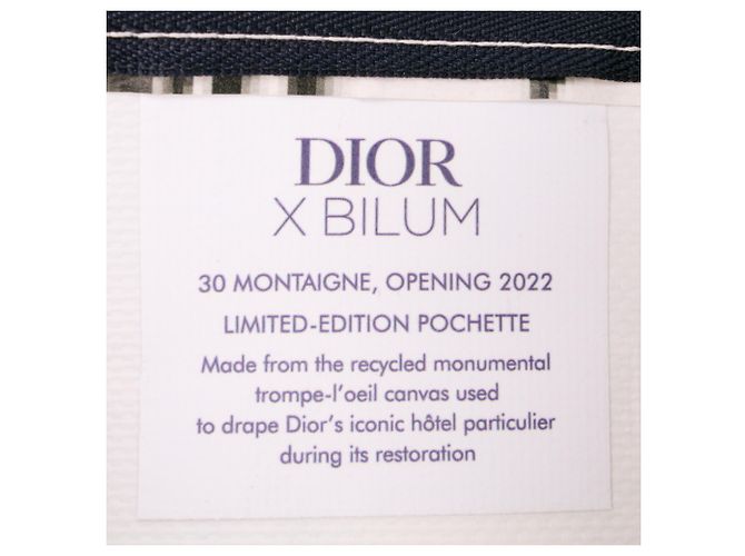 Dior Edizione Limitata Bianca Bilum Trompe Loeil Canvas 30 Montaigne Pochette Bianco Bianco sporco - vista 5