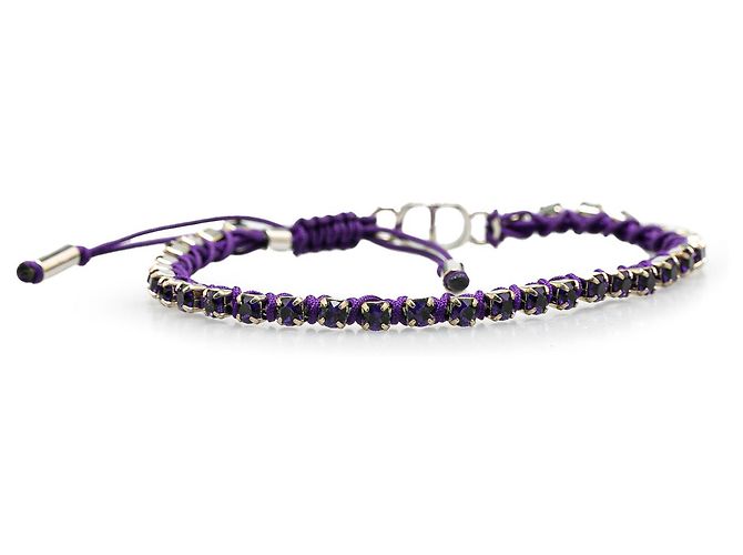 Bracciale regolabile in corda tecnica in cristallo placcato palladio argento di Dior - vista 3