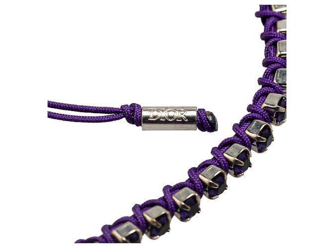 Bracciale regolabile in corda tecnica in cristallo placcato palladio argento di Dior - vista 5