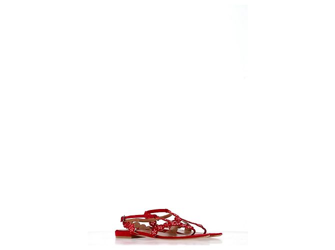 Sandali flat con cinturino alla caviglia in suede rosso con taglio laser Alaïa Flower Bordò - vista 10