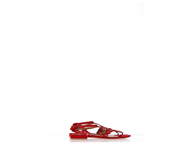 Sandali flat con cinturino alla caviglia in suede rosso con taglio laser Alaïa Flower Bordò - vista 7