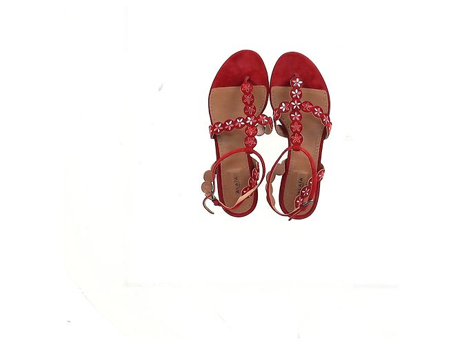 Sandali flat con cinturino alla caviglia in suede rosso con taglio laser Alaïa Flower Bordò - vista 9