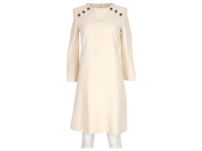 Vestido Chloé con Detalle de Botón en Acetato Beige - vista 8