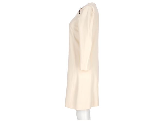 Vestido Chloé con Detalle de Botón en Acetato Beige - vista 9