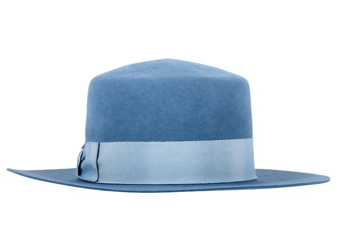 Cappello Fedora Saint Laurent in lana azzurra - view 3