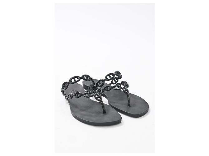 Sandali Hermès Island in gomma nera Nero - vista 12