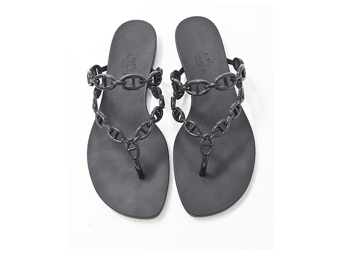 Sandali Hermès Island in gomma nera Nero - vista 13