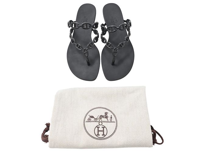 Sandali Hermès Island in gomma nera Nero - vista 8