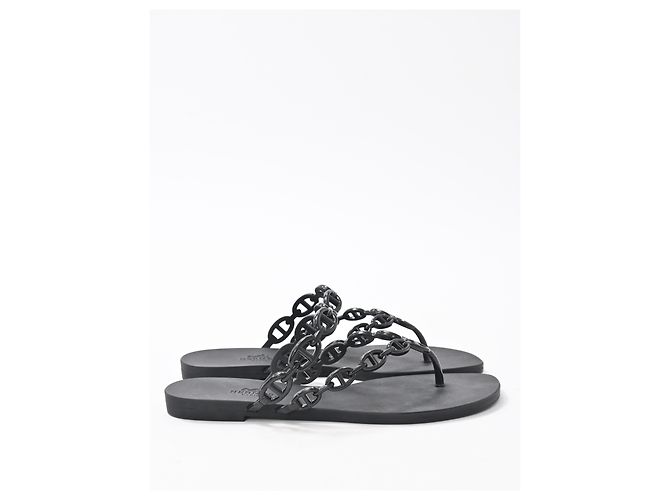 Sandali Hermès Island in gomma nera Nero - vista 9