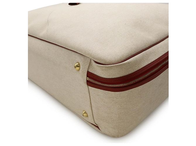 Hermès Borsa Boston Hermes Victoria Toile H/Taurillon Clemence Marrone Beige - vista 3