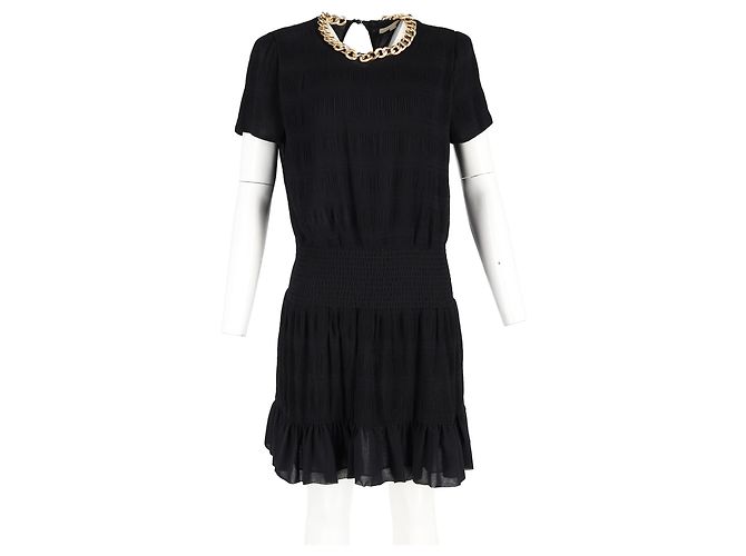 A-Linien-Kleid aus schwarzem Polyester von Michael by Michael Kors mit Kettenhals - Ansicht 4