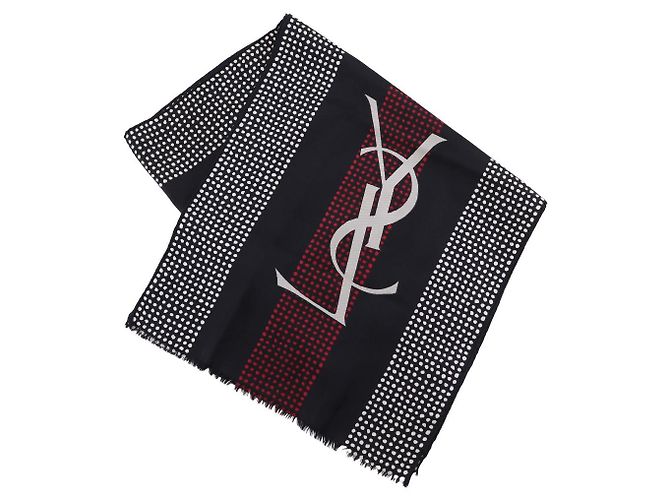 Sciarpa in seta con logo Yves Saint Laurent Nero - vista 2