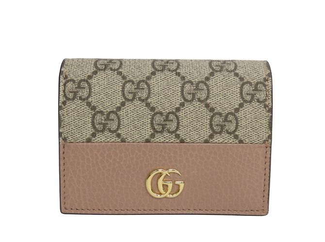 Portafoglio bi-fold Gucci in rosa polveroso e beige - vista 11