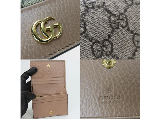 Portafoglio bi-fold Gucci in rosa polveroso e beige - vista 8