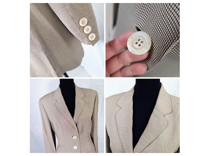 Chaqueta a cuadros marrón beige vintage Genny de los años 1990 Castaño - vista 10