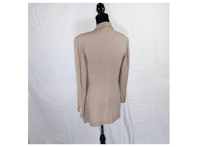 Chaqueta a cuadros marrón beige vintage Genny de los años 1990 Castaño - vista 2