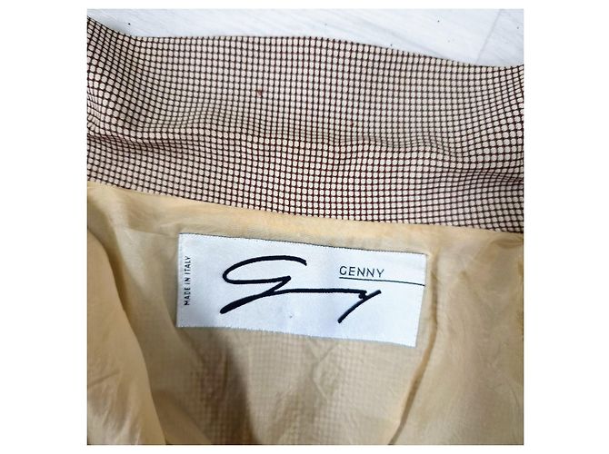 Chaqueta a cuadros marrón beige vintage Genny de los años 1990 Castaño - vista 3