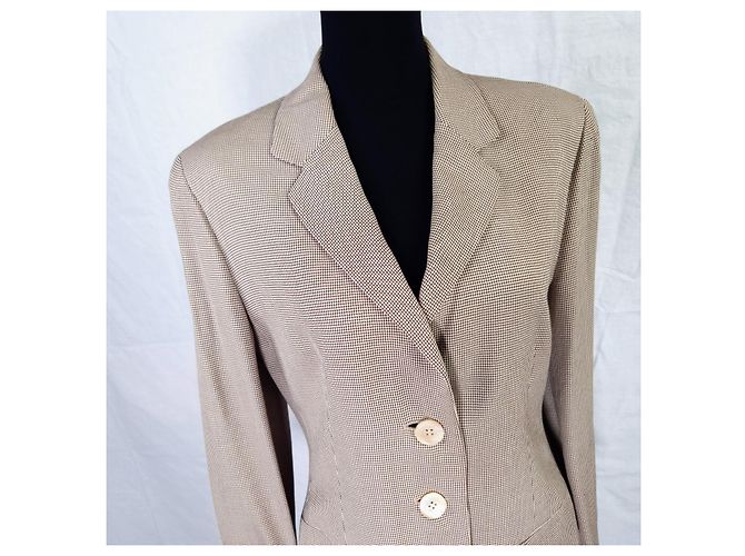 Chaqueta a cuadros marrón beige vintage Genny de los años 1990 Castaño - vista 5
