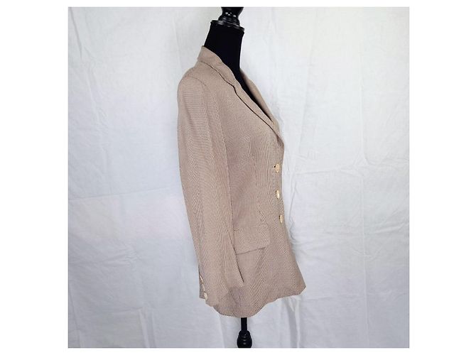 Chaqueta a cuadros marrón beige vintage Genny de los años 1990 Castaño - vista 6