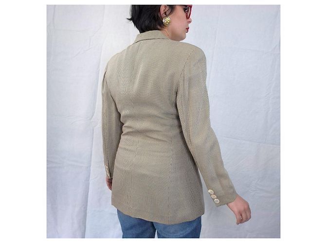 Chaqueta a cuadros marrón beige vintage Genny de los años 1990 Castaño - vista 8