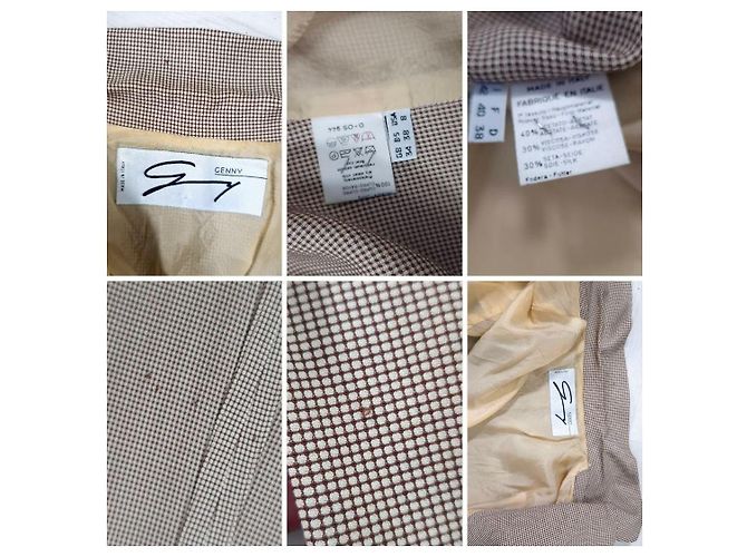 Chaqueta a cuadros marrón beige vintage Genny de los años 1990 Castaño - vista 9