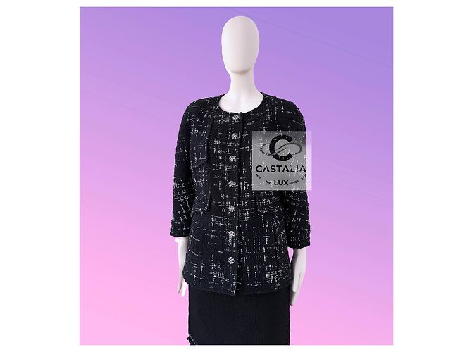 Chanel Tweed Jacke Schwarz - Ansicht 2
