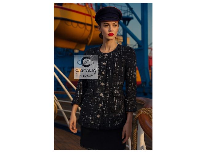 Chanel Tweed Jacke Schwarz - Ansicht 3