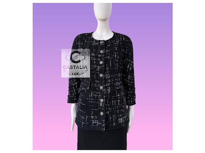 Chanel Tweed Jacke Schwarz - Ansicht 4