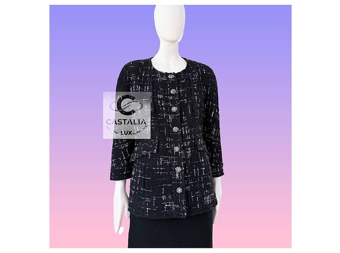 Chanel Tweed Jacke Schwarz - Ansicht 8