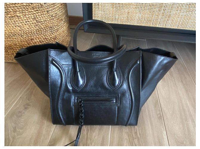 Borsa Céline luggage phantom modello medio in vitello morbido nero - vista 2
