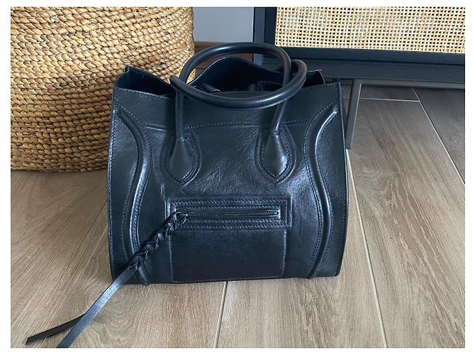 Borsa Céline luggage phantom modello medio in vitello morbido nero - vista 3