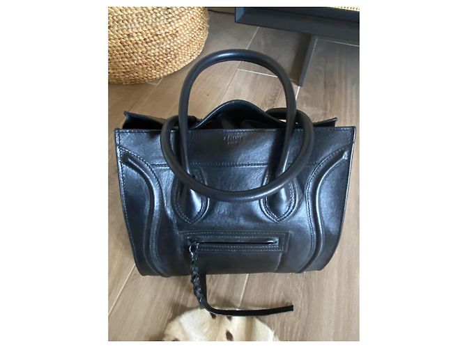 Borsa Céline luggage phantom modello medio in vitello morbido nero - vista 4