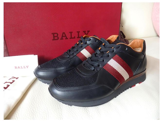 Bally Aston Leder Sneaker Gr. 39.5 UK5.5 | NP 595€ | Schuhe EU40 Schwarz Rot Creme - Ansicht 2