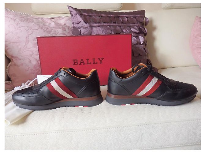 Bally Aston Leder Sneaker Gr. 39.5 UK5.5 | NP 595€ | Schuhe EU40 Schwarz Rot Creme - Ansicht 5