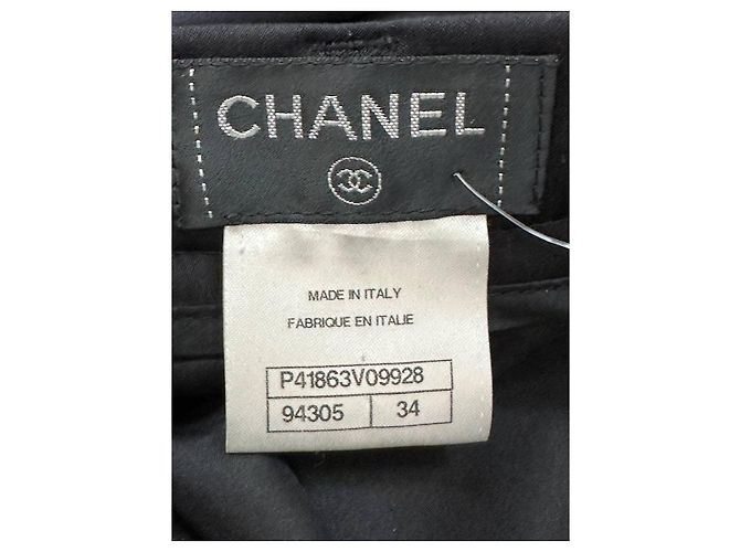 Pantalones rectos de seda negra CHANEL Talla 34 Negro - vista 3