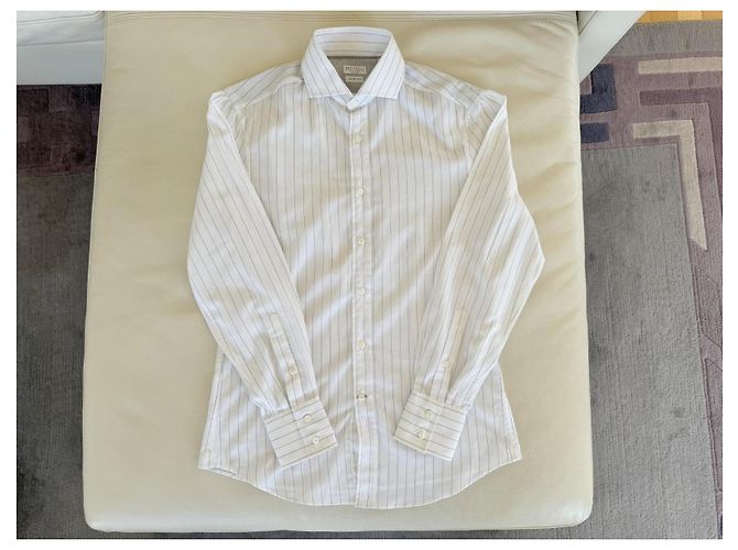 Brunello Cucinelli Hemd weiß gestreift Größe XS - Slim Fit UVP 690 € - Ansicht 3