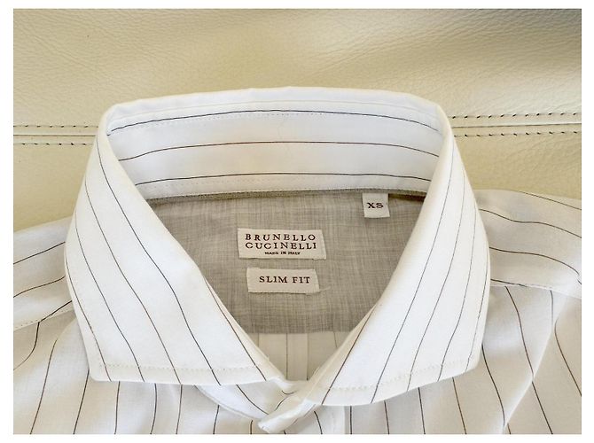 Brunello Cucinelli Hemd weiß gestreift Größe XS - Slim Fit UVP 690 € - Ansicht 5