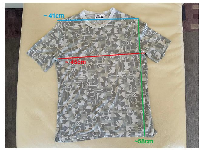 Hermès Hermes Paris T-Shirt "Abstrait De Cheval" SS21 / Größe XS Weiß Grau Monogramm - Ansicht 2