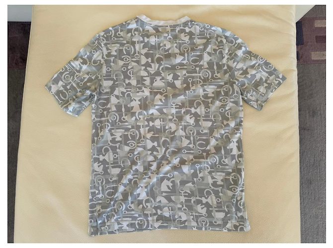 Hermès Hermes Paris T-Shirt "Abstrait De Cheval" SS21 / Größe XS Weiß Grau Monogramm - Ansicht 3